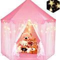 Outdoor Indoor Portable Folding Princess Castle Tent Kids Children Funny Play Fairy House Kids Play Tent(Warm LED Star Lights)