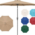 Simple Deluxe 9' Patio Umbrella Outdoor Table Market Yard Umbrella with Push Button Tilt/Crank, 8 Sturdy Ribs for Garden, Deck, Backyard, Pool, Tan