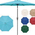 Simple Deluxe 9' Patio Umbrella Outdoor Table Market Yard Umbrella with Push Button Tilt/Crank, 8 Sturdy Ribs for Garden, Deck, Backyard, Pool, Turquoise