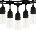 1W, 15m, 15 pc, Outdoor Solar String Light Outdoor String Light with Remote, USB Port, 32 LED Bulbs Solar Patio Solar Light Outside Garden Garden Fence Bistro Loop Wedding Decor-Black