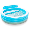 Full-Sized Inflatable Swimming Family Pool with Seats, 88"x85"X30" Above Ground Blow Up Pool with Backrest Bench for Backyard Kiddie Pool, Age 3+