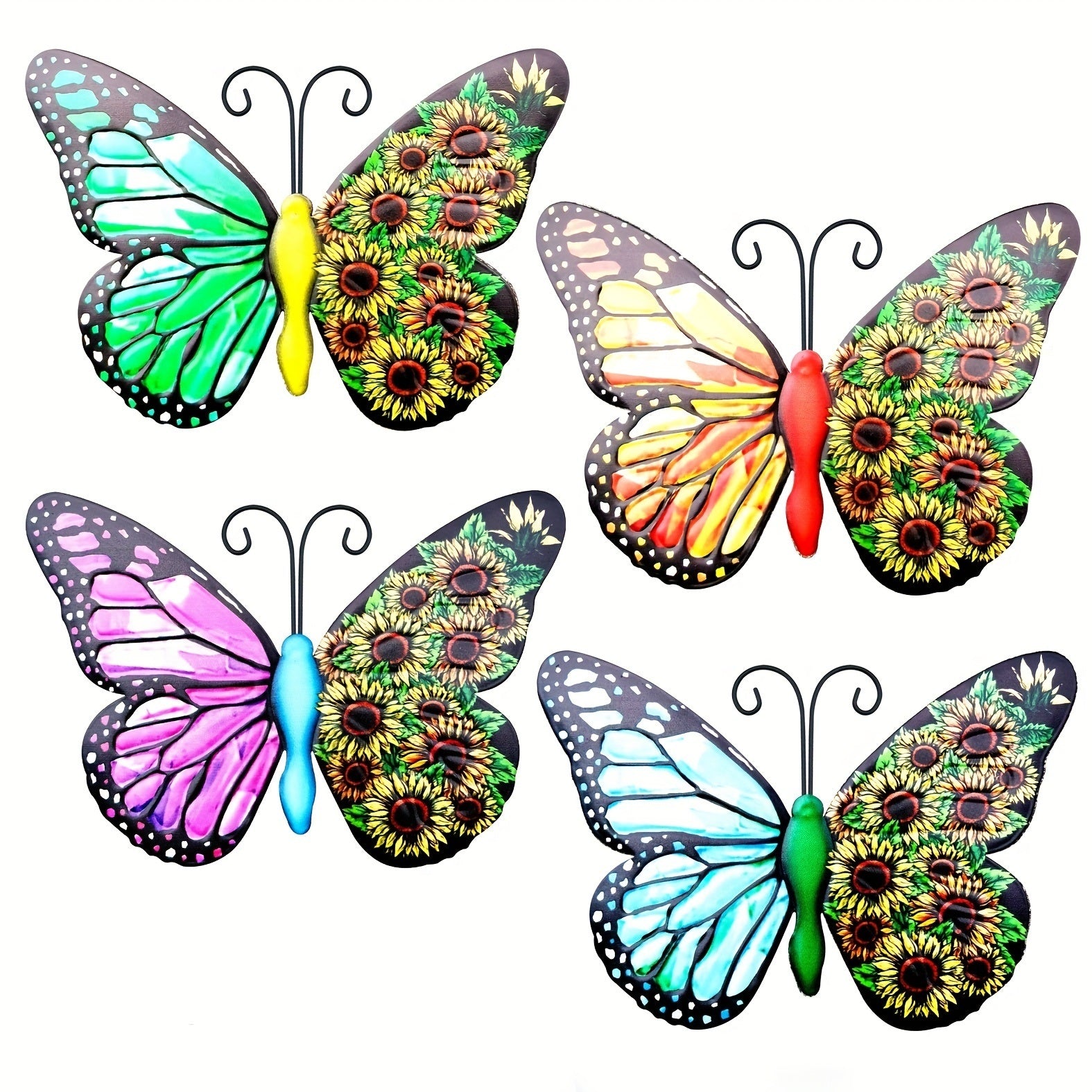1pc/4pcs, Metal Butterfly Wall Art Decor, 3D Outdoor Sculpture Iron Outdoor Hanging Decor Ornaments, Metal Hand-made Butterfly Wall Art, Fence Decorations, Outside Decor